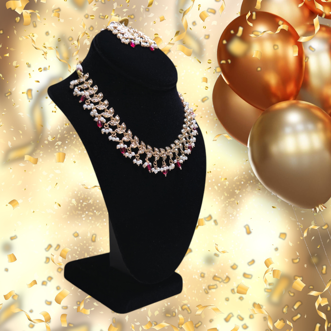 Elegant and stylish pearl studded necklace set