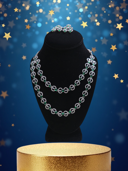 Elegant and stylish green crystal studded necklace set